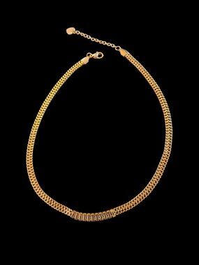 Bracha Yellow Gold Filled Stainless Steel CZ 18" Long Necklace